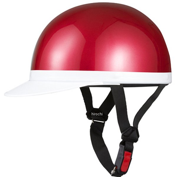 710914 NBS バイクパーツセンター ハーフヘルメット 白ツバ キャンディレッド XLサイズ(61-62cm)