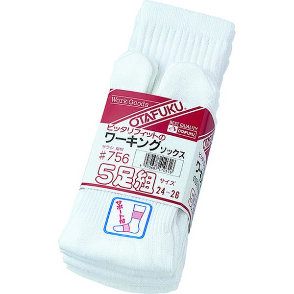 756 835-5577 おたふく手袋(株) おたふく 756 フィットサラシ-白-タビ型・5足組