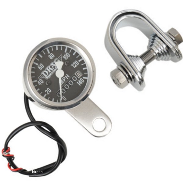 7805-6843 DRAG 機械式スピードメーター(140MPH) 1-7/8インチ(48mm) 2:1 黒