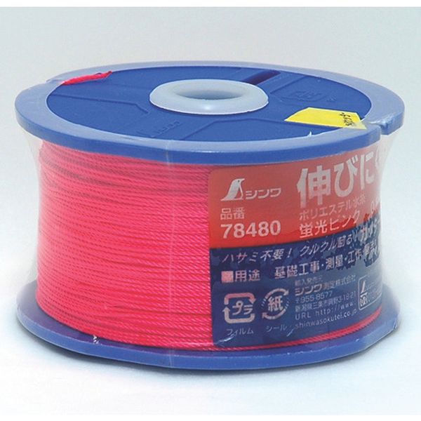 78480 816-4557 シンワ測定(株) シンワ ポリエステル水糸 リール巻蛍光ピンク 太 0.8mm 270m