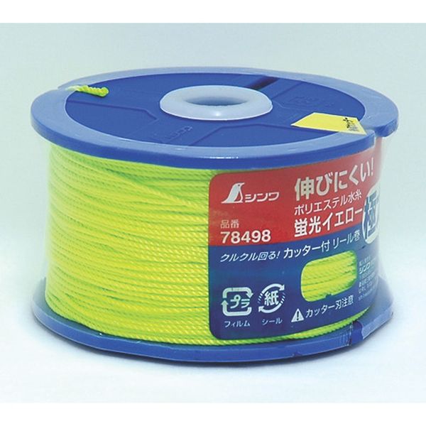 78498 816-4570 シンワ測定(株) シンワ ポリエステル水糸 リール巻蛍光イエロー 極太1.2mm120m
