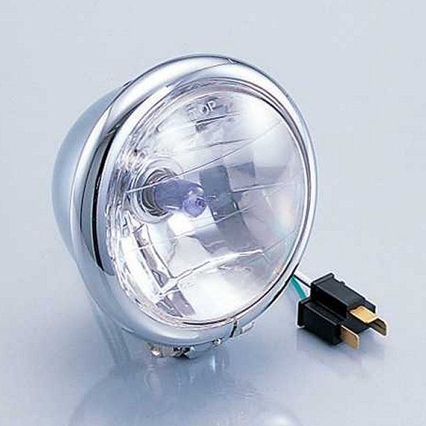 800-0500720 キタコ マルチリフレクター ヘッドライトASSY 4-1/2インチ メッキ 12V30/30W ホワイトブルー球付属