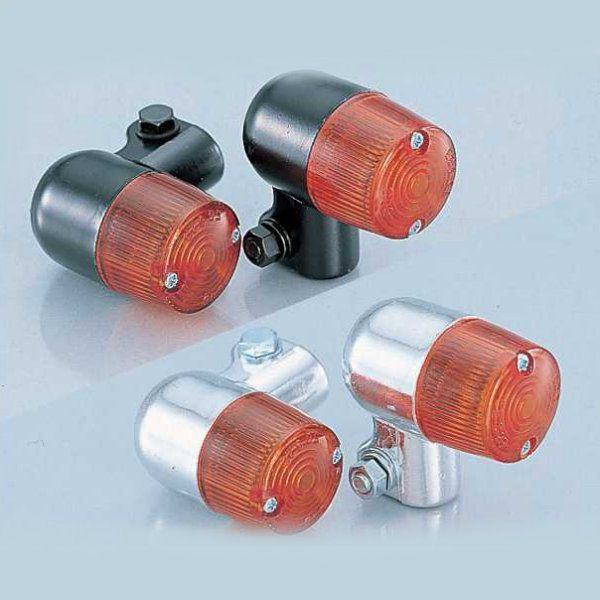 800-5211606 キタコ 丸ミニウインカーセット メッキボディ/オレンジレンズ ダブル球用