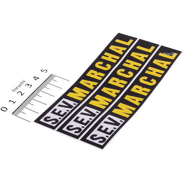 800-7023 マーシャル MARCHAL ステッカーロゴ 幅120mmx高さ20mm 黒 小 3枚入り