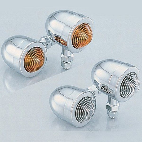 800-7140002 キタコ ブレッドミニウインカーセット メッキボディ/オレンジレンズ/ダブル球用 M10ショット