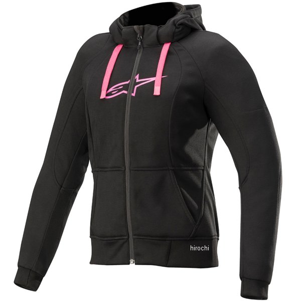 4210920 アルパインスターズ 秋冬モデル ジャケット STELLA CHROME SPORT HOODIE 黒/フクシア レディース Lサイズ