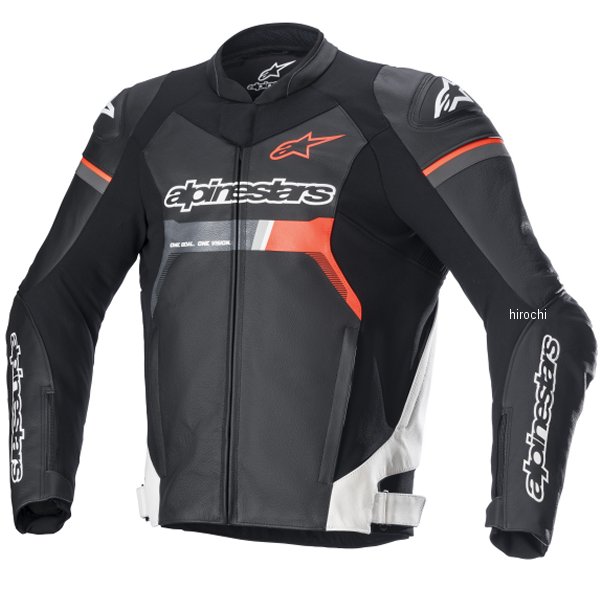 3100822 アルパインスターズ 春夏モデル GP FORCE レザージャケット 黒/白/レッドフロー 52サイズ