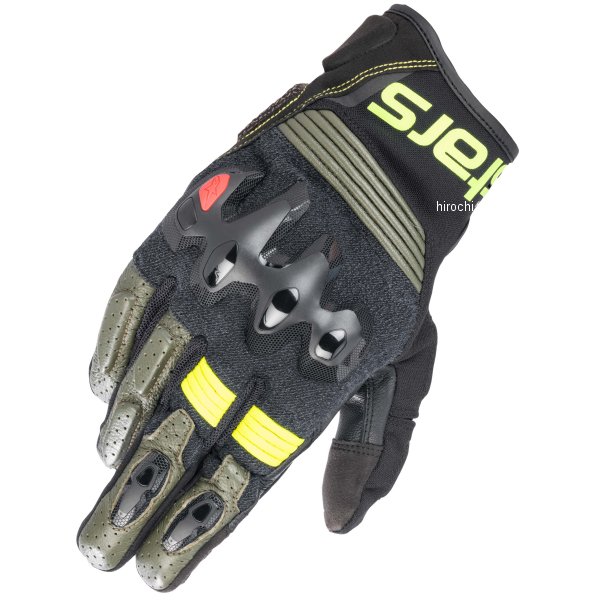 3504822 アルパインスターズ 春夏モデル HALO レザーグローブ フォレストブラック/イエローフロー 2XLサイズ