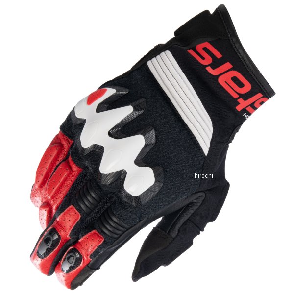 3504822 アルパインスターズ 春夏モデル HALO レザーグローブ 黒/白/ブライトレッド Mサイズ