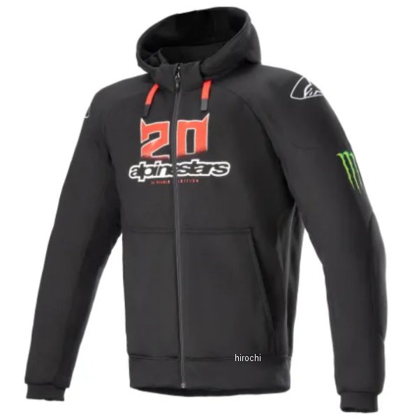 4201623 アルパインスターズ 春夏モデル FQ20 クロームイグニッションモンスターフーディー 黒/白/ブライトレッド XLサイズ