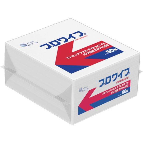 823616 (株)EBS エリエール プロワイプ ストロングタオルE70 ホワイト ポリ包装 340×350