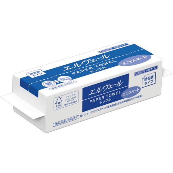 823671 (株)EBS エリエール エルヴェール ペーパータオル エコスマート シングル 小判 紙包装タイプ
