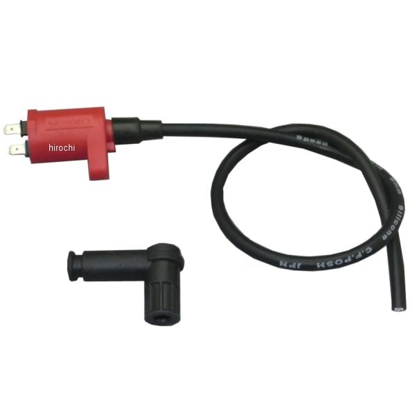 851015-09 ポッシュ POSH レーシングIGコイル スピードプロツインシリコンプラグコード付 キャップ付き スーパーカブ/リトルカブ 赤/黒