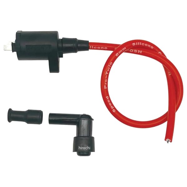 851016-04 ポッシュ POSH レーシングIGコイル スピードプロツインシリコンプラグコード付 キャップ付き スーパーカブ/リトルカブ 黒/赤