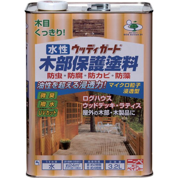 4976124532863 859-9092 水性ウッディガード 3.2L チーク HW208-3.2