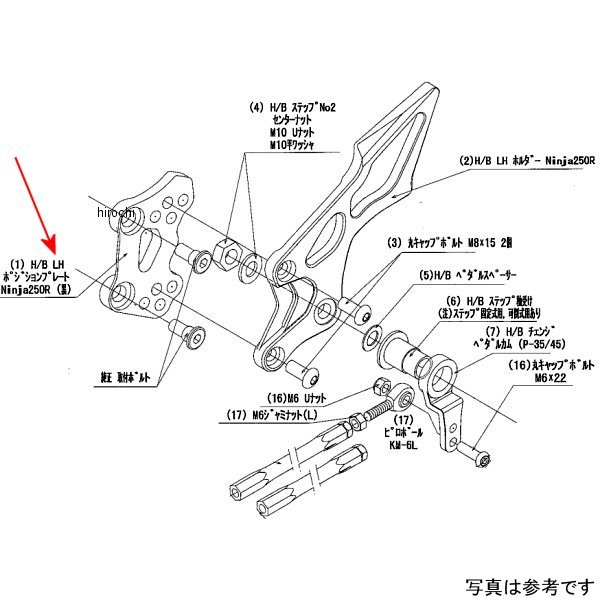 9021-K95-50 ビート BEET H/B LH Pプレート Ninja250R