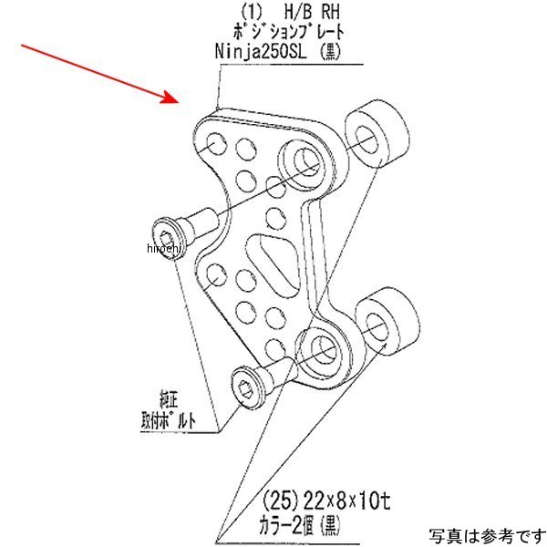 9022-KD2-50 ビート BEET H/B RH Pプレート Ninja250SL