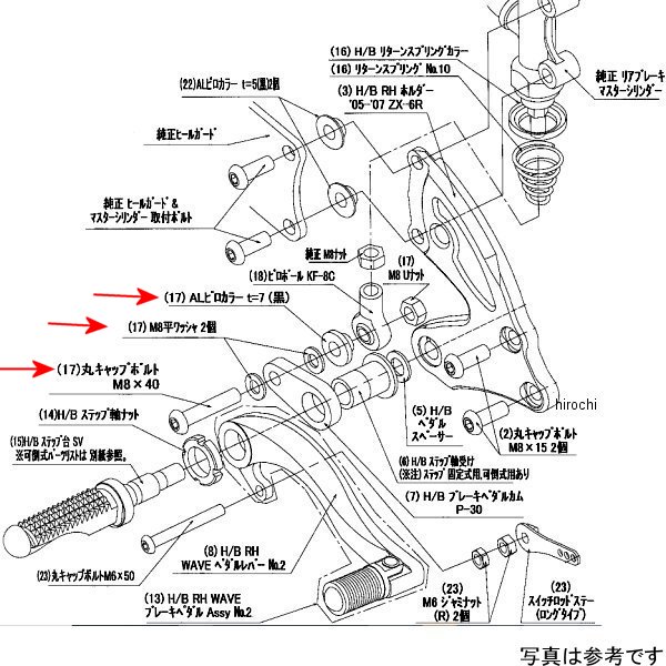 9099-K84-20 ビート BEET RH ペダルボルトSET ZX-6R/RR