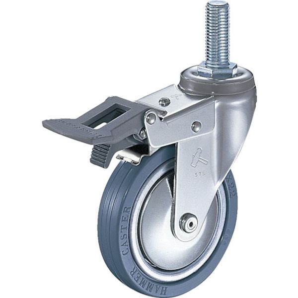 915EAPR125 ハンマーキャスター(株) ハンマー ねじ込み旋回式ゴム車輪 125mm トータルロック