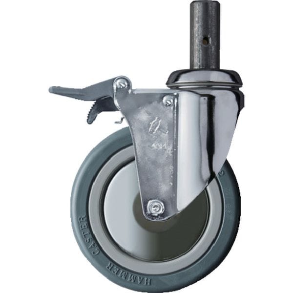 915MKRB125 差込み旋回式ゴム車輪(ナイロンホイール・ボールベアリング)125mm トータルロック