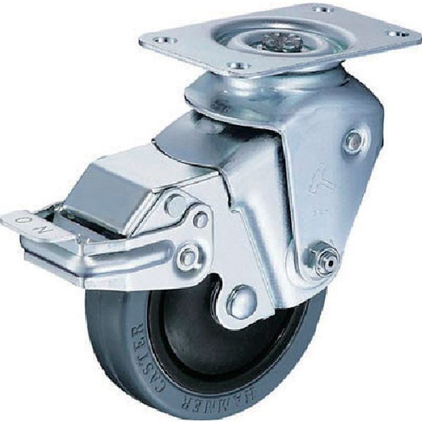 935BBEFR10032 クッションキャスター旋回式ゴム車輪 100mm 線径3.2mm ストッパー付