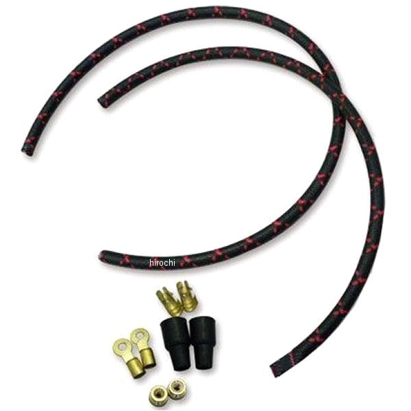 AM-038 ガッツクローム ビンテージスタイルプラグコードキット 黒×赤 汎用