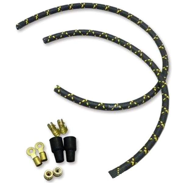 AM-040 ガッツクローム ビンテージスタイルプラグコードキット 黒×黄 汎用