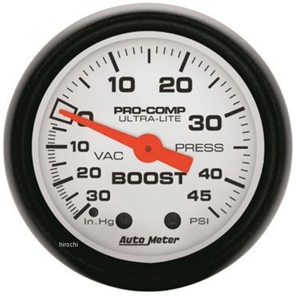 5708 オートメーター Autometer Phantom 52mm 30in Hg-Vac/45PSI メカニカル ブーストゲージ