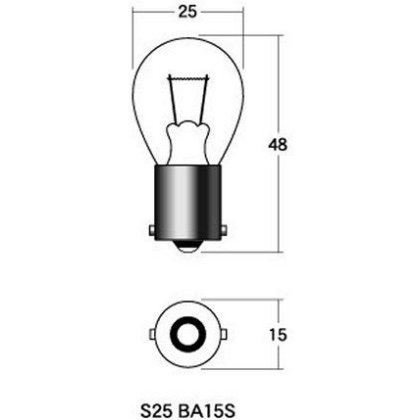 B-3206 M&H マツシマ ノーマルバルブ 24V25W 4輪車ウインカー球 (クリア) 1箱 (10個入り)