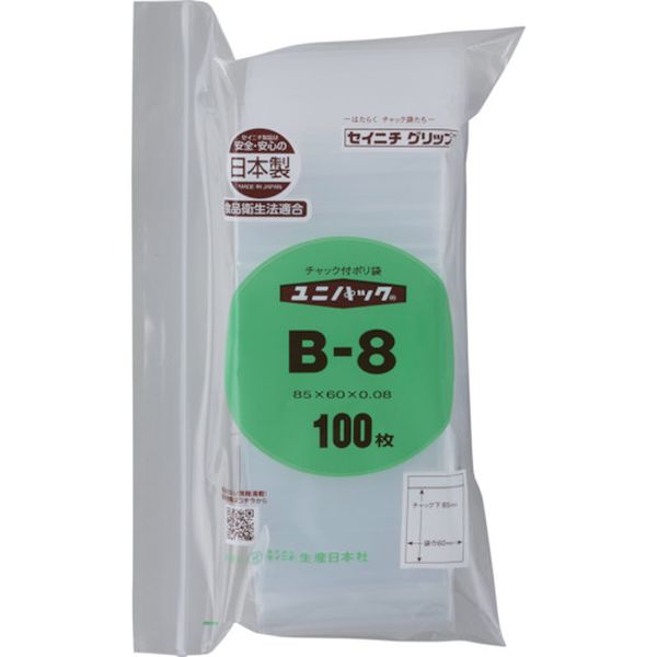 B8100 368-8978 (株)生産日本社 セイニチ 「ユニパック」 B-8 85×60×0.08 100枚入