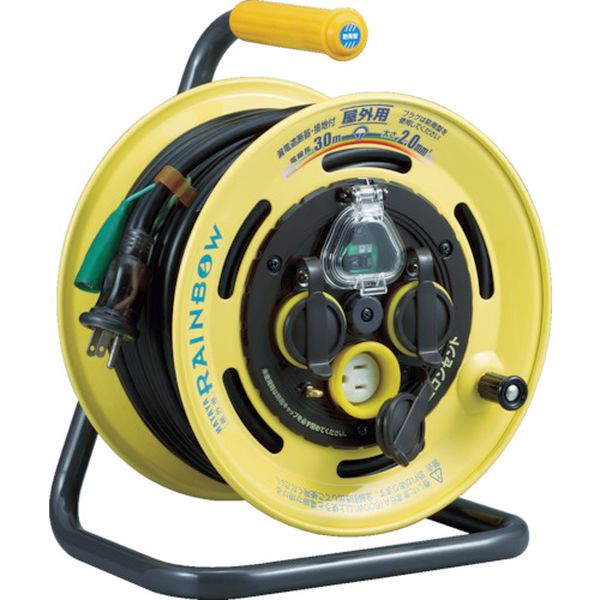 BE30K 360-8697 (株)ハタヤリミテッド ハタヤ レインボーリールブレーカー付 30m アース付
