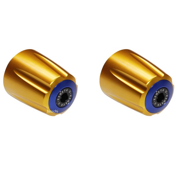 BEGVGD-BL ユーカナヤ U-KANAYA アルミビレット バーエンド グルーヴタイプ φ22ハンドルバー 汎用品 ゴールド/青
