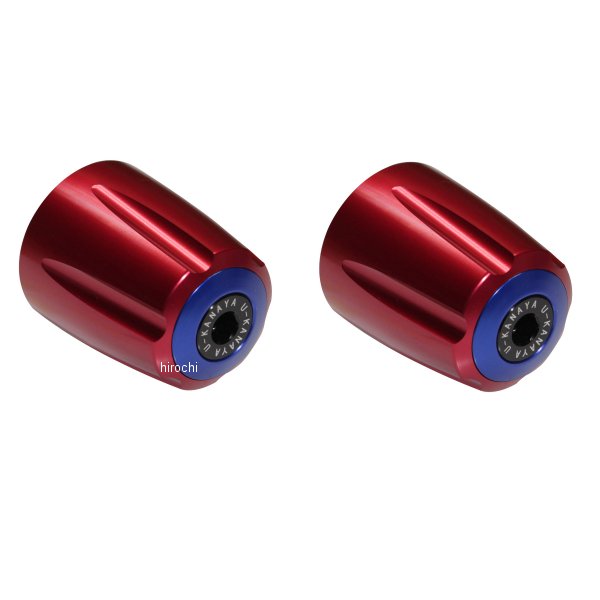 BEGVRD-BL ユーカナヤ U-KANAYA アルミビレット バーエンド グルーヴタイプ φ22ハンドルバー 汎用品 赤/青