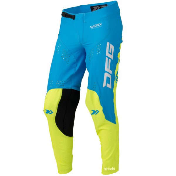 C0376 ディーエフジー DFG ワークス パンツ チャンプ 青/フローイエロー 34サイズ