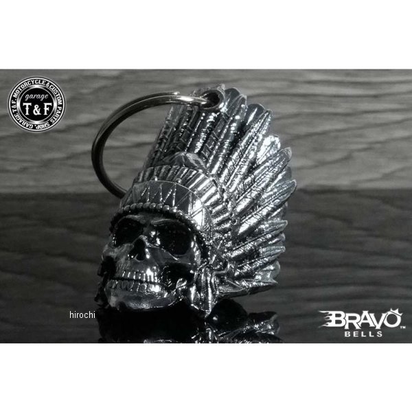 CL-06 ガレージT＆F Bravo Bells(ブラボーベル) Indian Chief Skull Chrome Bell(インディアンチーフスカルクロームベル)
