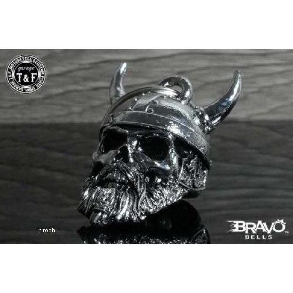 CL-09 ガレージT＆F Bravo Bells(ブラボーベル) Viking Warrior Skull Chrome Bell(バイキングウォーリアースカルクロームベル)