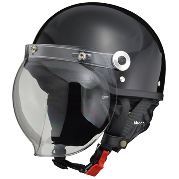 CR-760 リード工業 ハーフヘルメット クロス バブルシールド付き 黒 フリーサイズ (57cm-60cm)