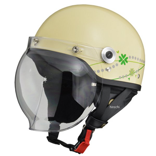 CR-760 リード工業 ハーフヘルメット クロス バブルシールド付き クラブアイボリー フリーサイズ (57cm-60cm)