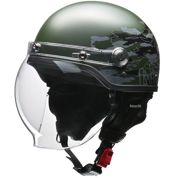 CR760-MGR-F リード工業 バブルシールド付ハーフヘルメット ミリタリーグリーン フリーサイズ