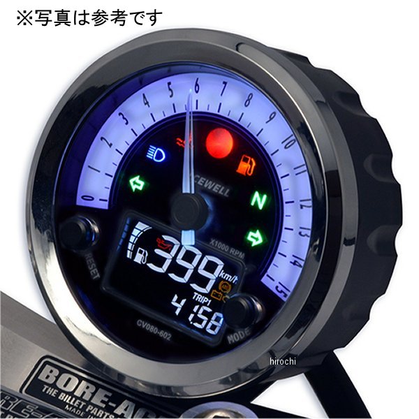 CV080-402B エースウェル ACEWELL 多機能デジタルメーター 9,000rpm 12Vバッテリー車 汎用 黒文字盤