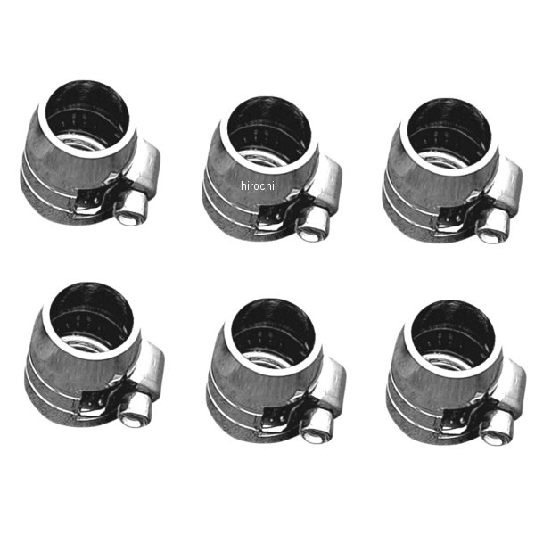 DS-096608 DRAG ホースエンド クランプ クローム 5/16インチ(8mm)-3/8インチ(9.5mm) (6個入り)