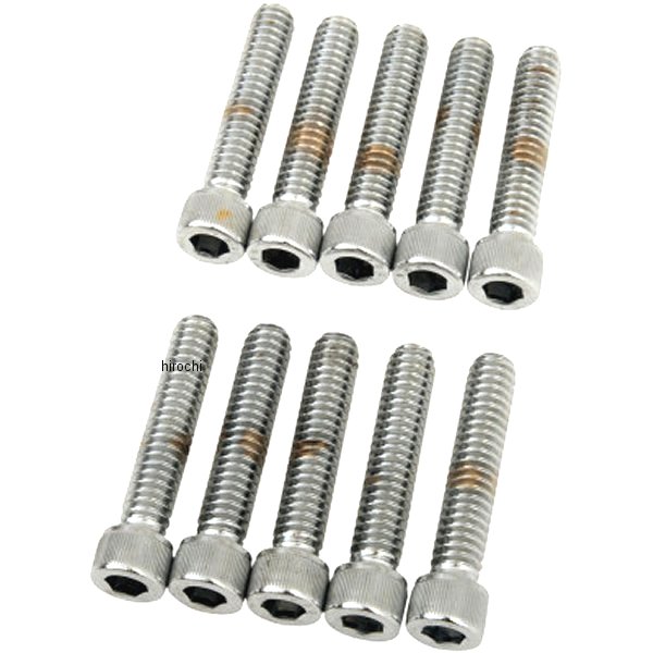 DS-190538 DRAG 六角穴付きボタンボルト 1/4"-20 x 1.25インチ(32mm) クローム/ローレット (10個入り)