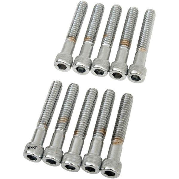 DS-190539 DRAG 六角穴付きボタンボルト 1/4"-20 x 1.5インチ(38mm) クローム/ローレット (10個入り)
