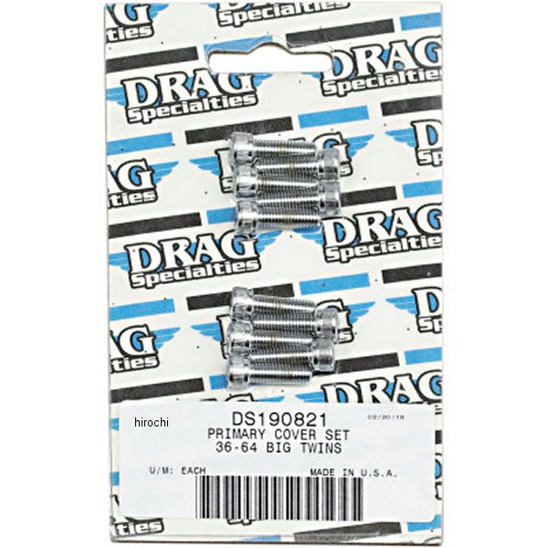 DS-190821 DRAG ボルトキット プライマリー カバー 36年-64年 EL/FL/FLH クローム/ローレット
