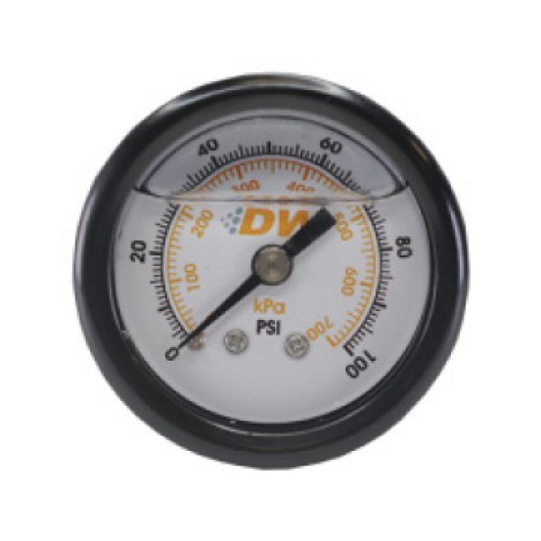 DeatschWerks 0-100 PSI 1/8in NPT Mechanical フューエル Pressure ゲージ 1.5in Diameter ブラック Housing