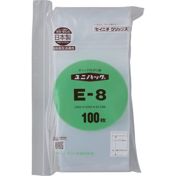 E8100 368-8972 (株)生産日本社 セイニチ 「ユニパック」 E-8 140×100×0.08 100枚入
