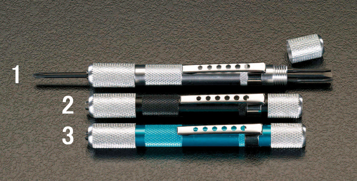 EA552B1 エスコ ESCO + ドライバー 精密用 ビット収納型 銀