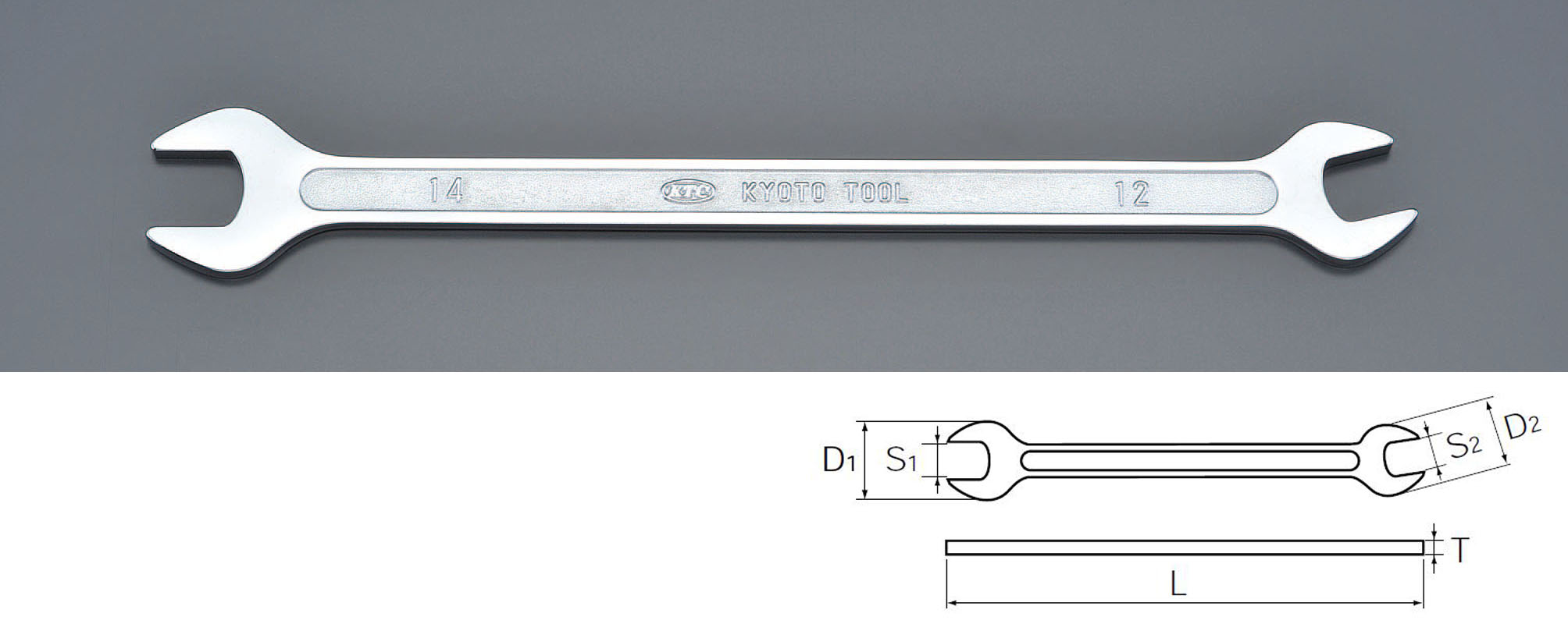 EA615AB-2 エスコ ESCO 12x10x210mm/4.0mm 両口スパナ(薄型)