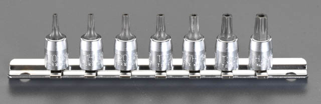 EA618AX エスコ ESCO 1/4"sq 7個組Bore Torx ビットソケット