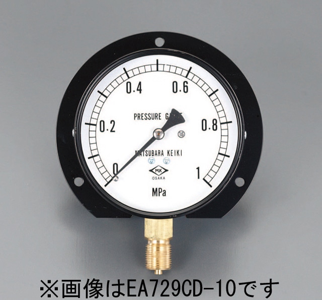 EA729CD-25 エスコ ESCO G 3/8"/ 75/100mm/0-2.5MPa つば付圧力計